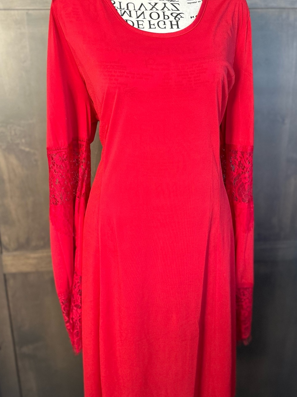 NWT size XL NY Collection Red Lace sleeve mini dress